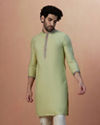 Multicolored Jacket With Lime Green Kurta Set image number 2